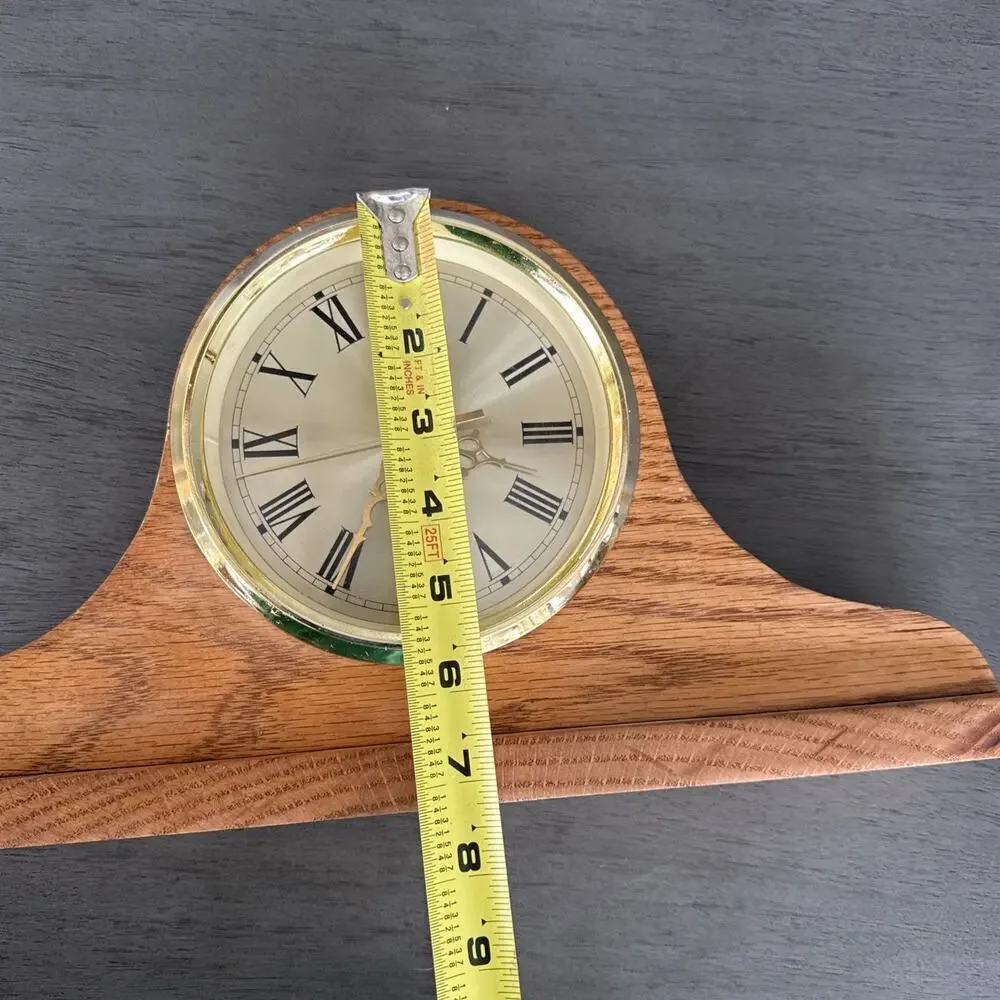 Vintage handmade wooden mantle clock quartz made in Japan